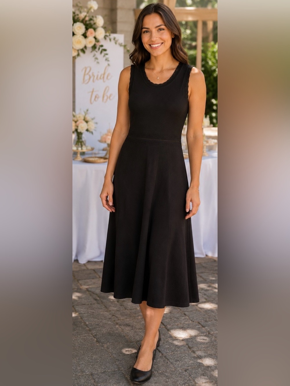 Nicole Miller/ NWOT/ Sleeveless Fit & Flare Midi Dress - Black - Size M